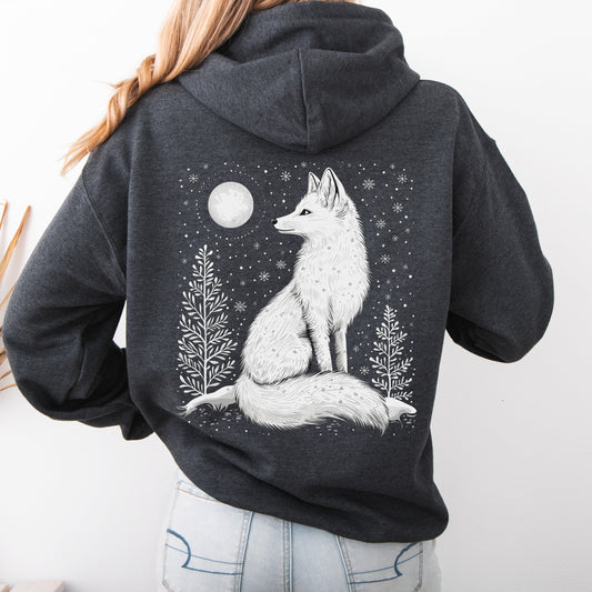 Snowy Arctic Fox Hoodie - Bohemian Christmas Hoodie