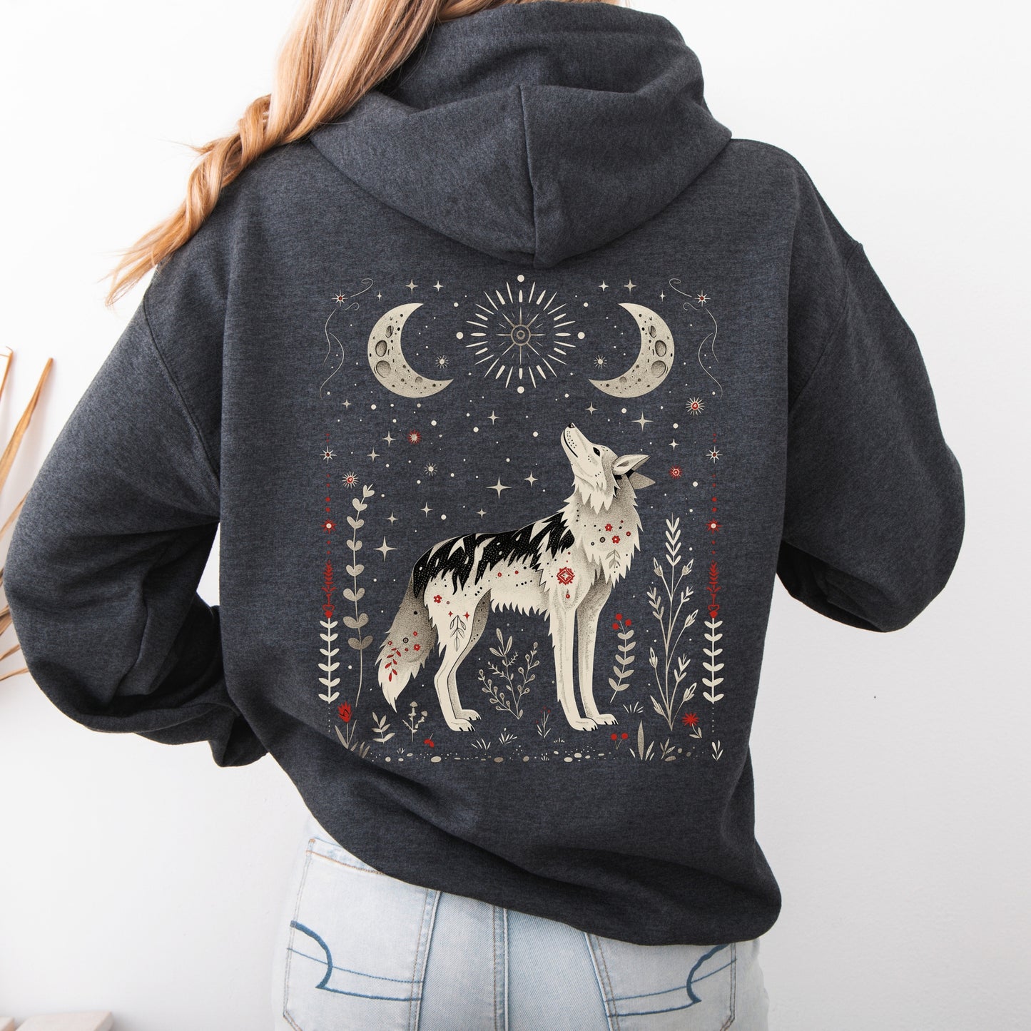 Scandinavian Moon Wolf Hoodie - Mystic Animal Hoodie