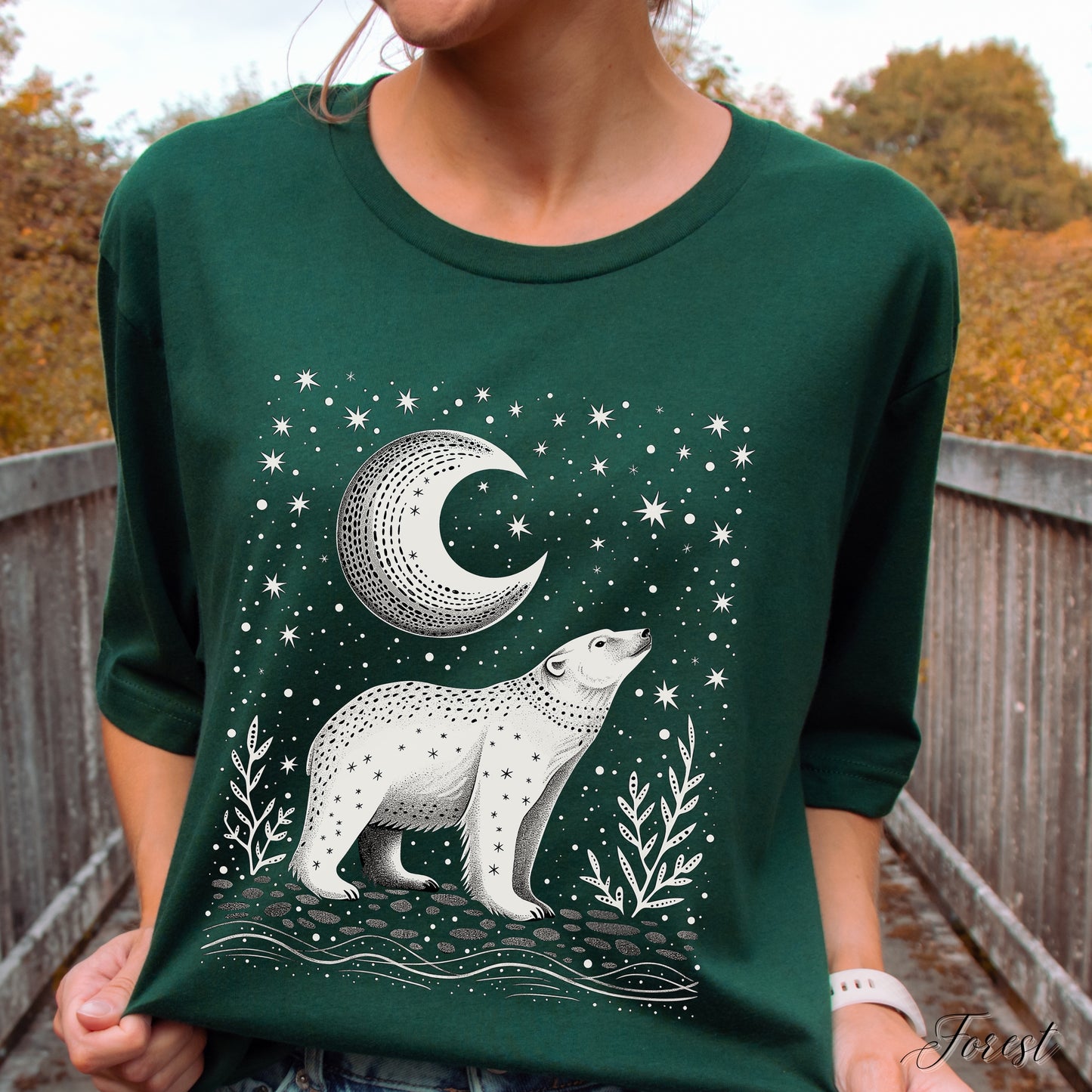 Boho Moon and Polar Bear Shirt - Nordic Christmas Shirt