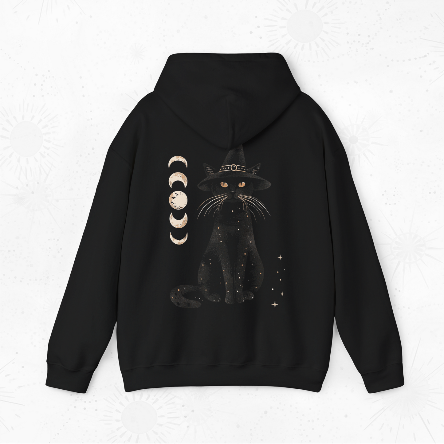 Halloween Cat Hoodie - Witch Cat Sweatshirt - Moon Cat Halloween Hoodie