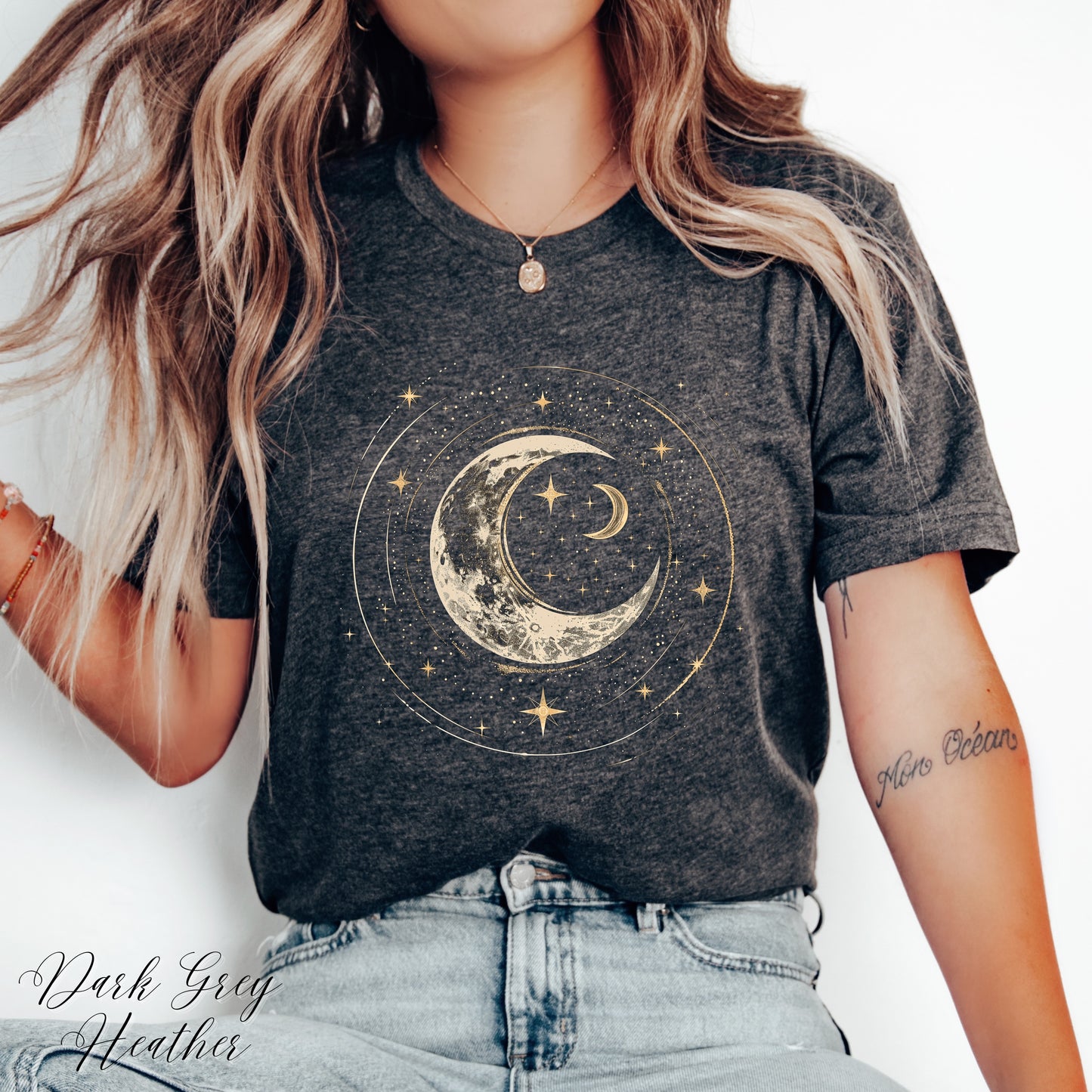 Crescent Moon Shirt - Bohemian Moon and Stars Graphic Tee