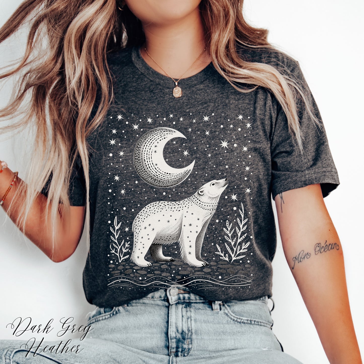 Boho Moon and Polar Bear Shirt - Nordic Christmas Shirt