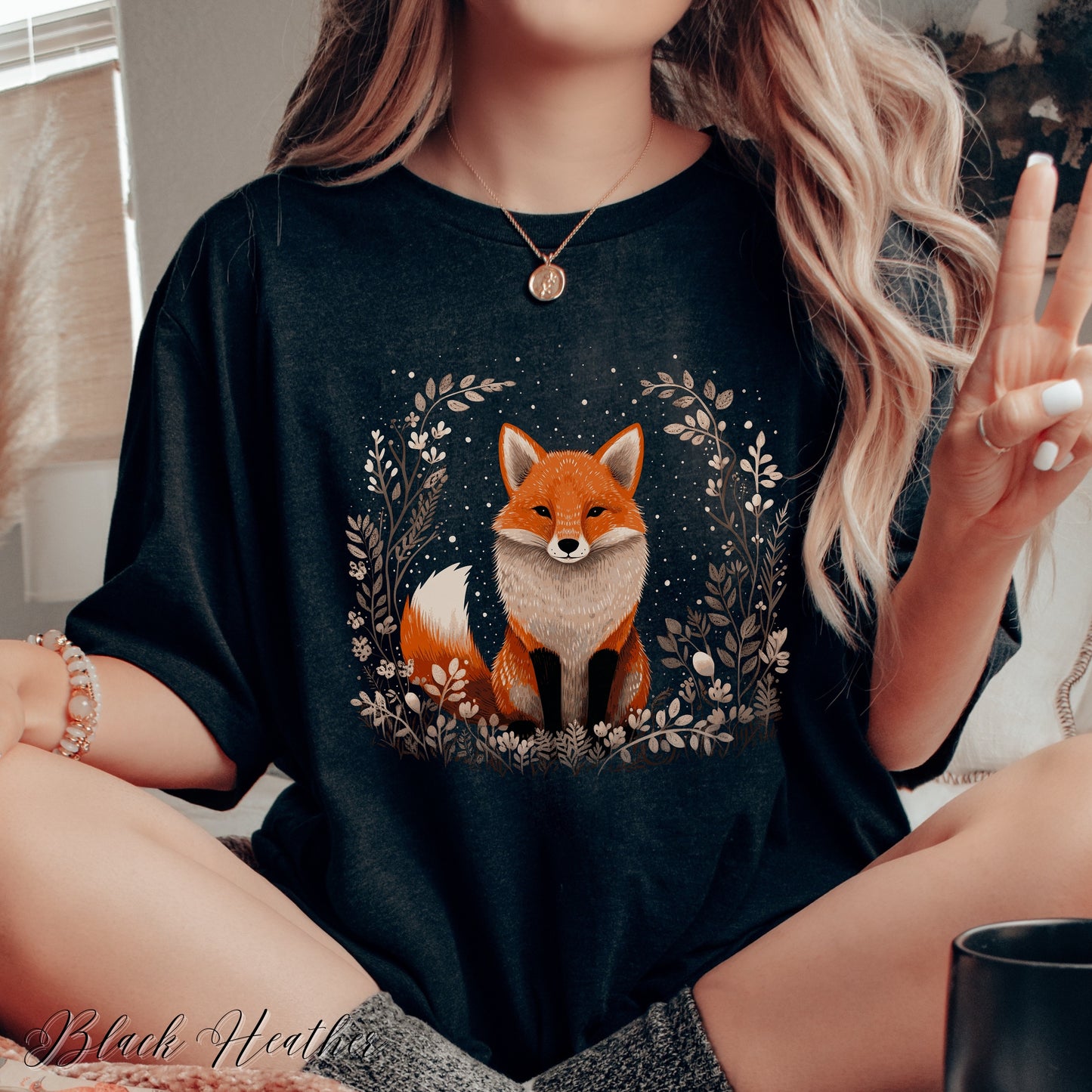Boho Red Fox Shirt - Vintage Aesthetic Woodland Creature Graphic Tee