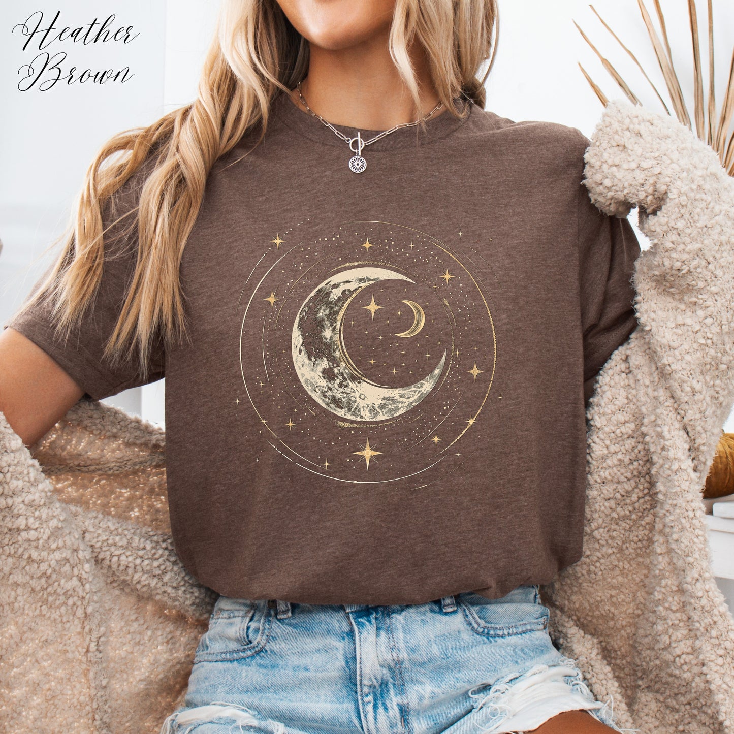 Crescent Moon Shirt - Bohemian Moon and Stars Graphic Tee
