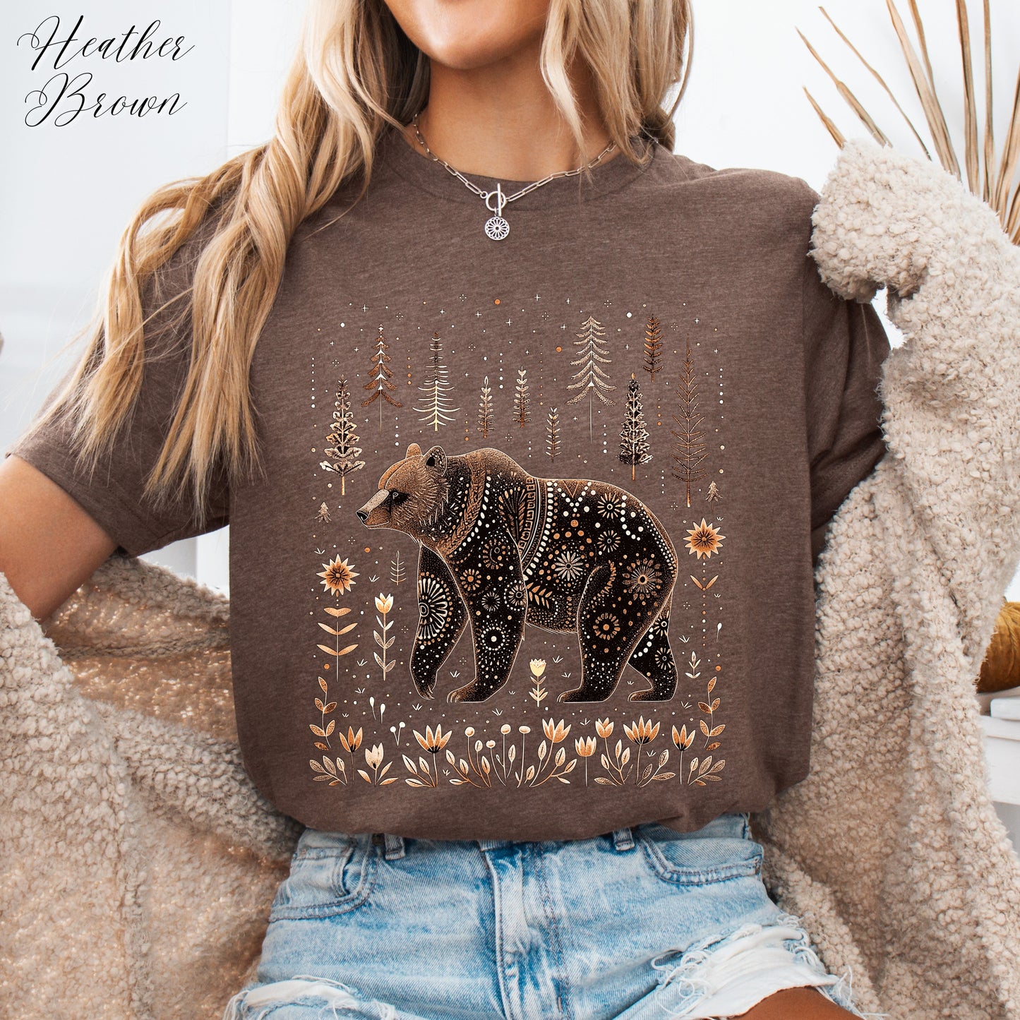 Scandinavian Bear Shirt - Boho Woodland Animal Graphic Tee