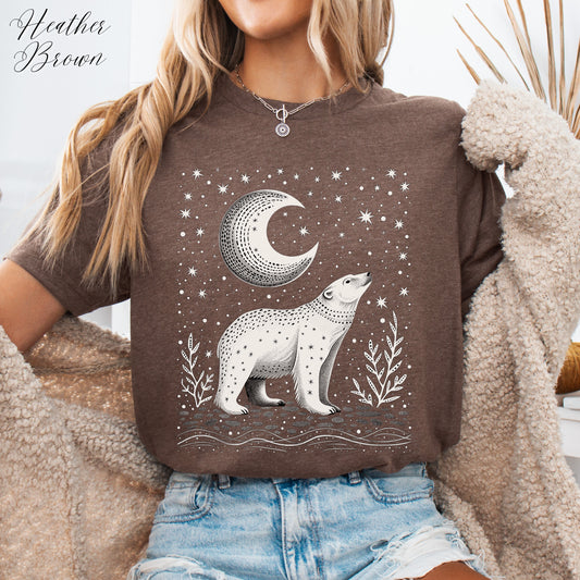 Boho Moon and Polar Bear Shirt - Nordic Christmas Shirt