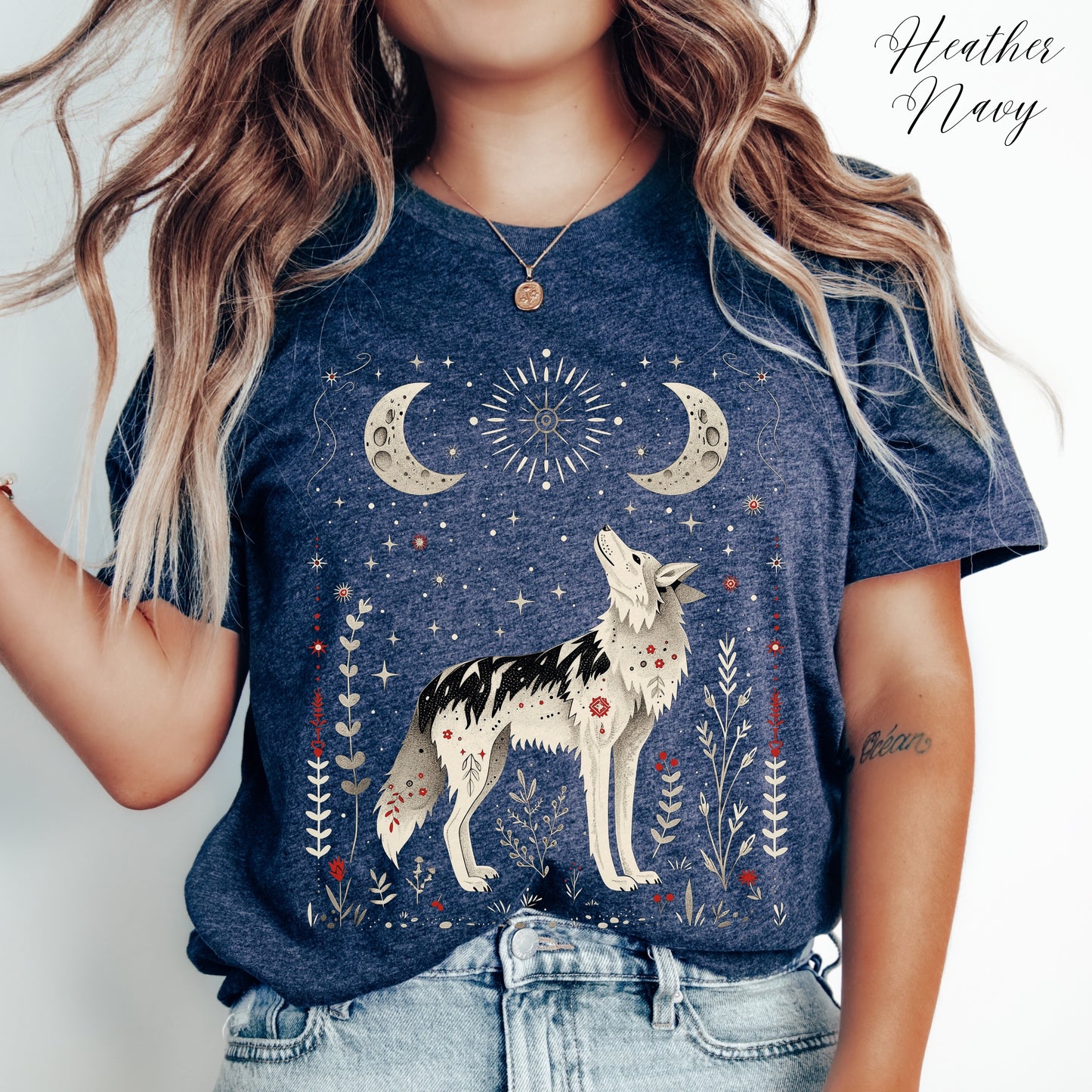 Scandinavian Wolf Shirt - Mystic Wolf Moon Graphic Tee