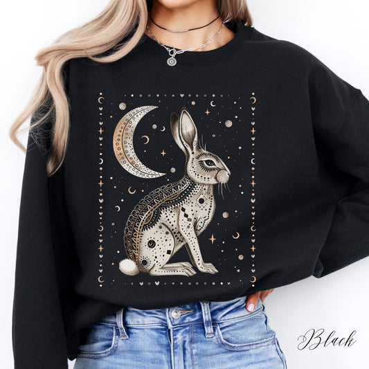 Bohemian Mystic Moon and Rabbit Sweatshirt