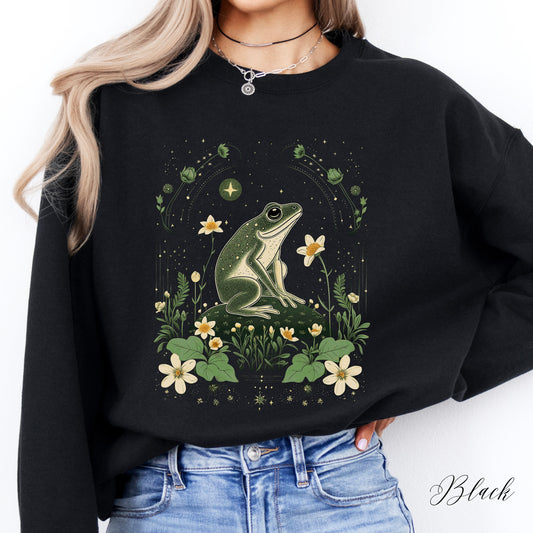Vintage Frog Sweatshirt - Cottagecore Woodland Creature Jumper