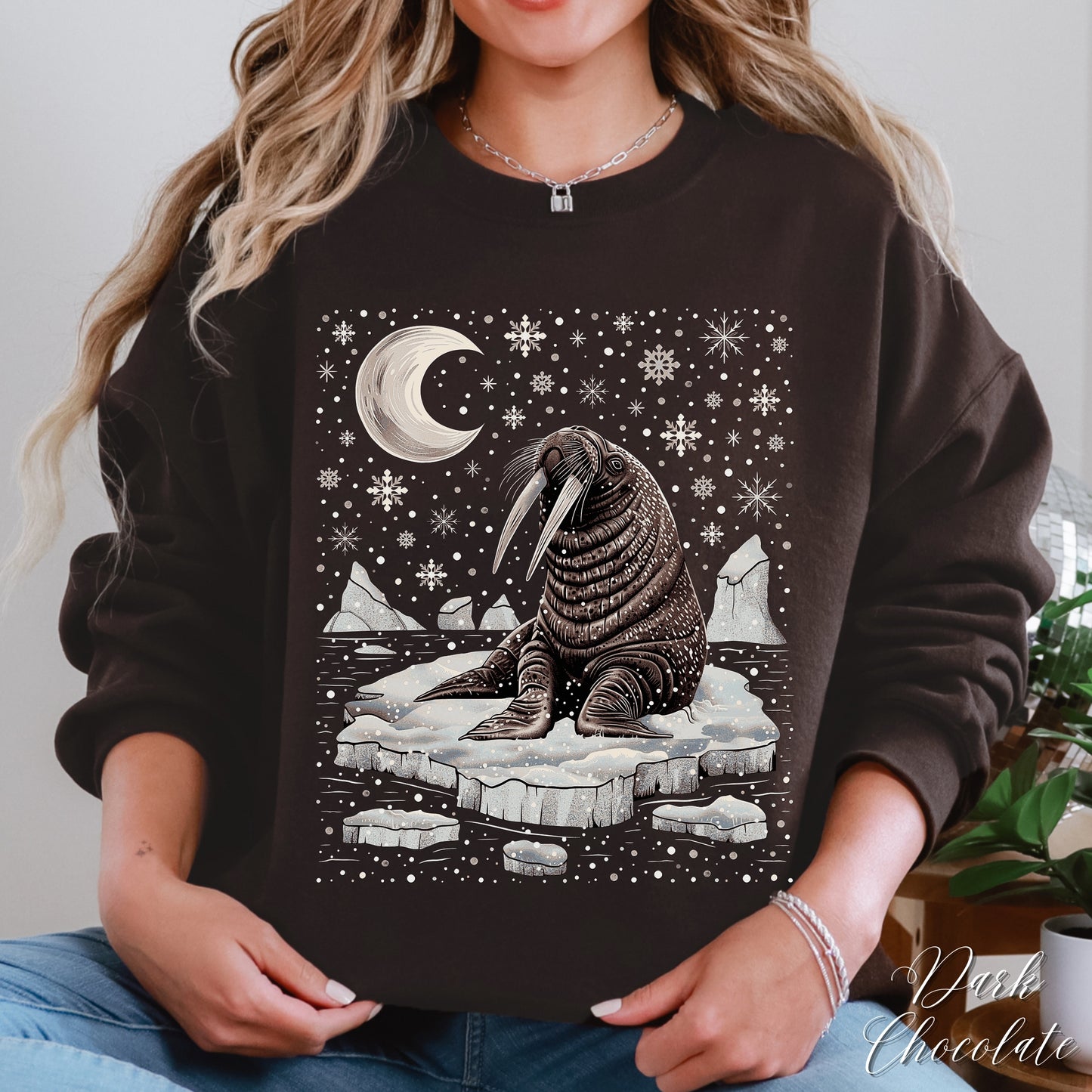Boho Walrus Christmas Sweatshirt - Arctic Animal Winter Jumper