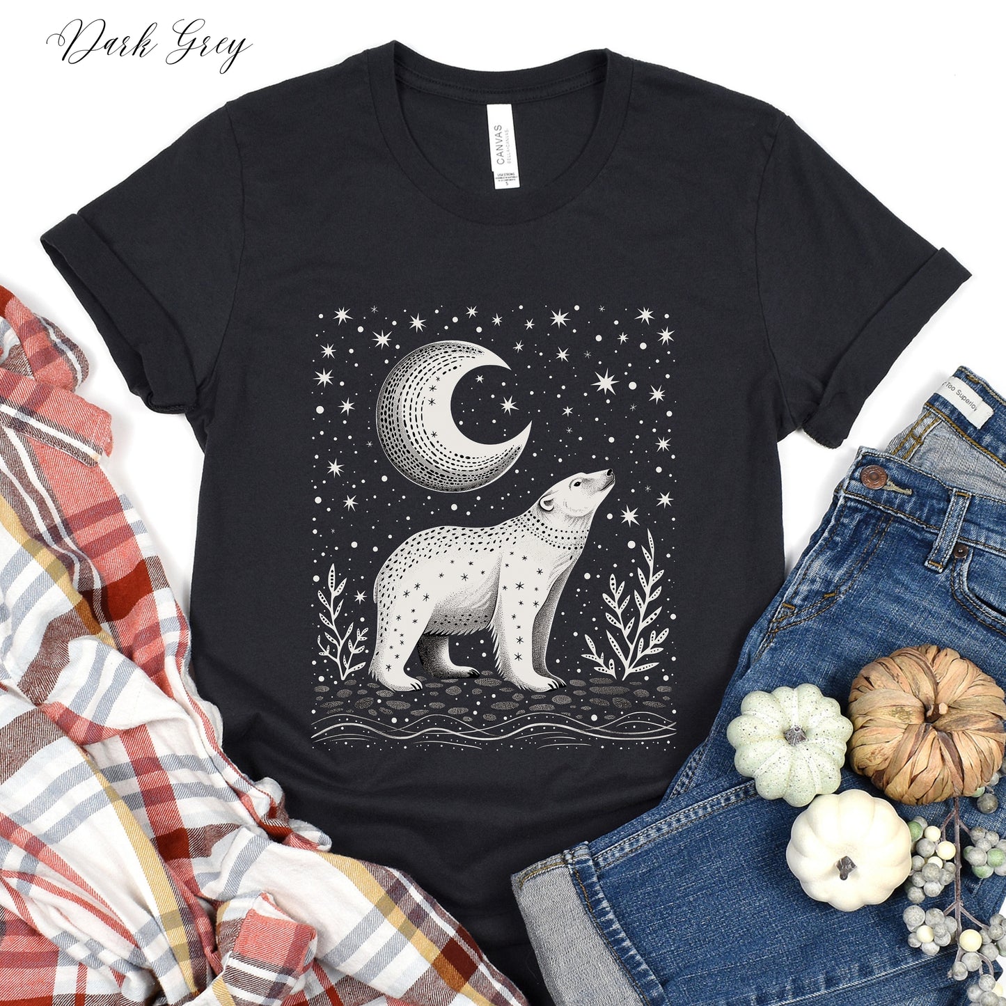 Boho Moon and Polar Bear Shirt - Nordic Christmas Shirt