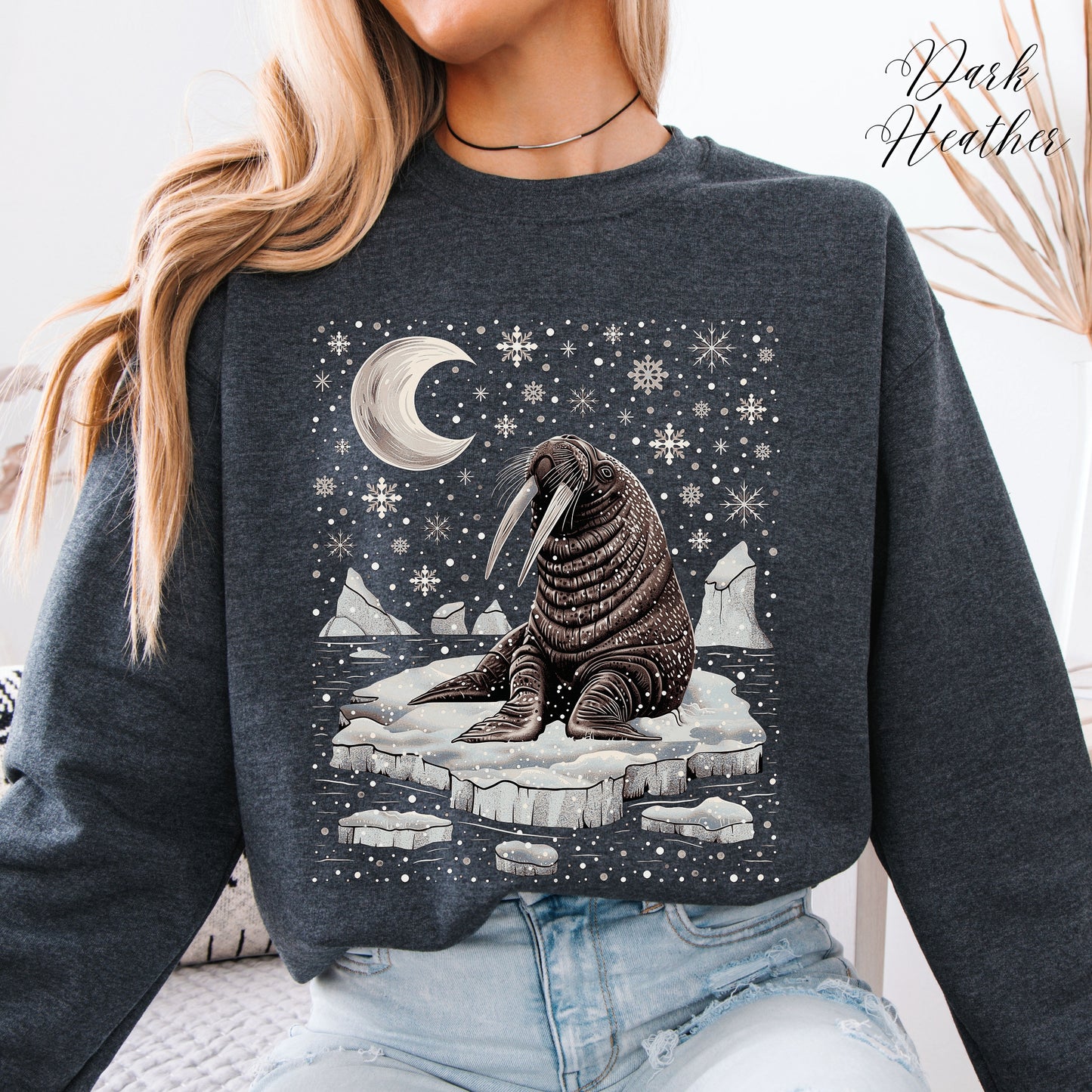 Boho Walrus Christmas Sweatshirt - Arctic Animal Winter Jumper