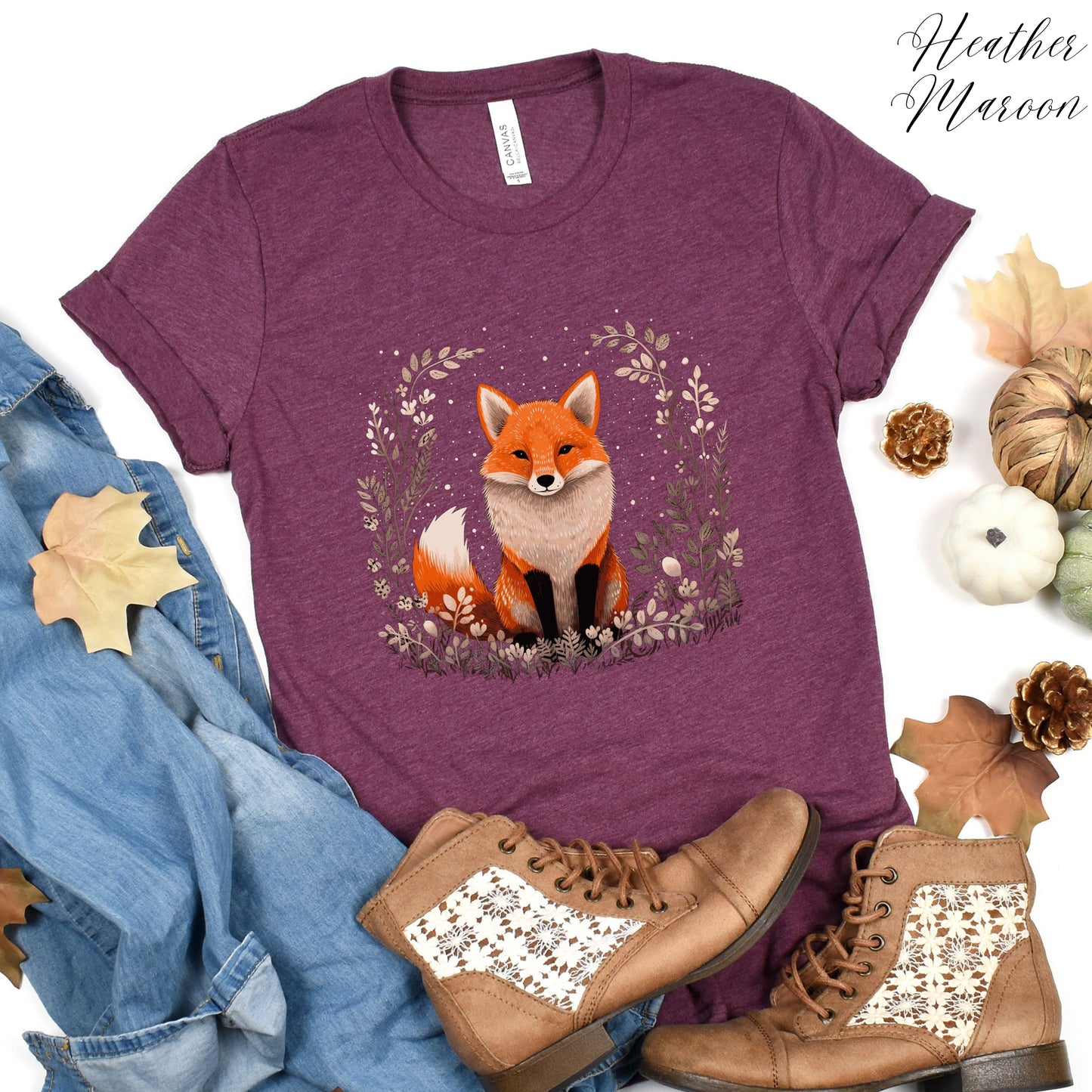 Boho Red Fox Shirt - Vintage Aesthetic Woodland Creature Graphic Tee