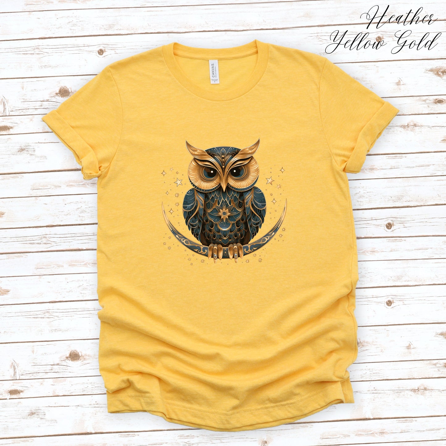 Celestial Owl Shirt - Owl on Crescent Moon Vintage Graphic Tee - Boho Shirt