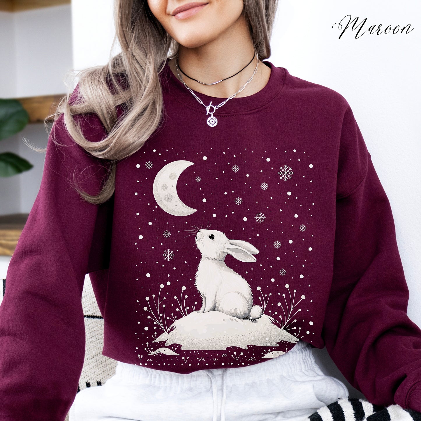 Winter Rabbit Christmas Sweatshirt - Boho Arctic Animal Jumper