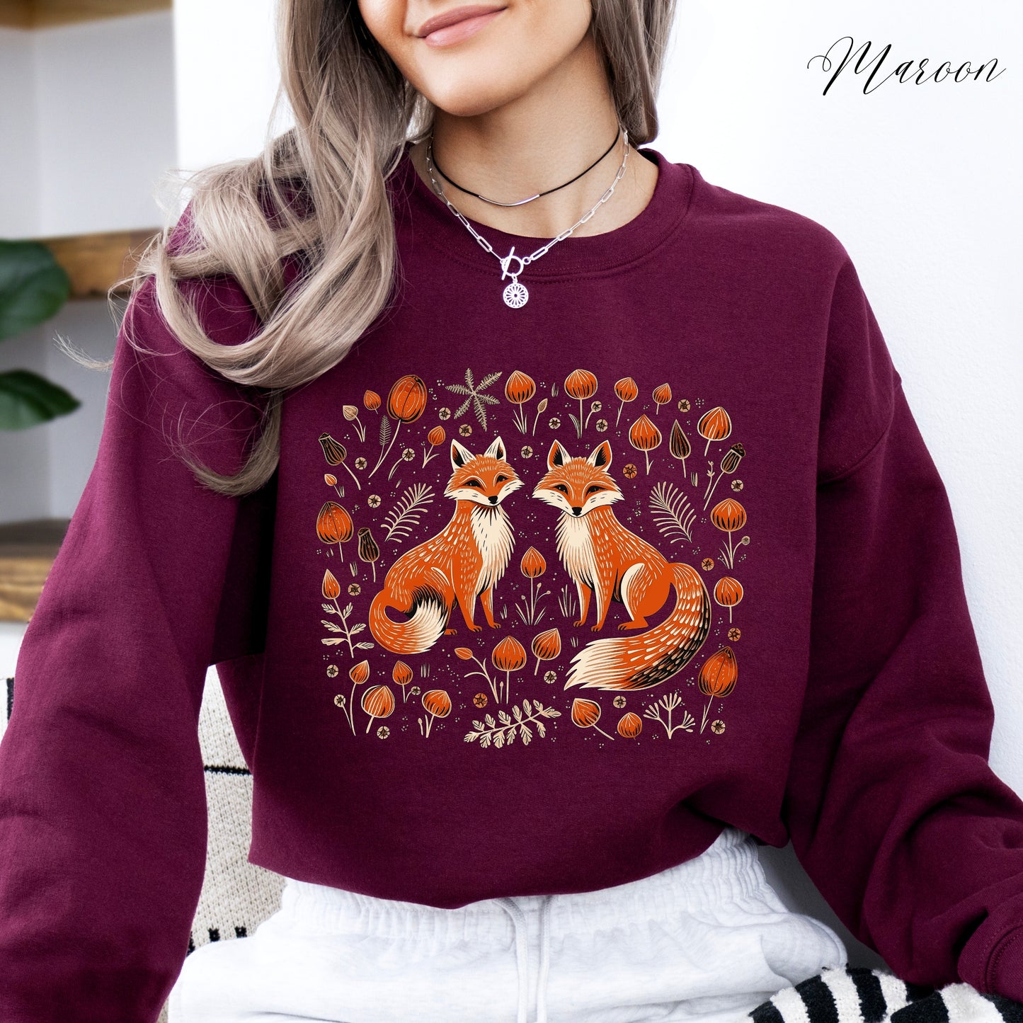 Forest Fox Sweatshirt - Boho Woodland Animal Sweatshirt - Autumn Jumper
