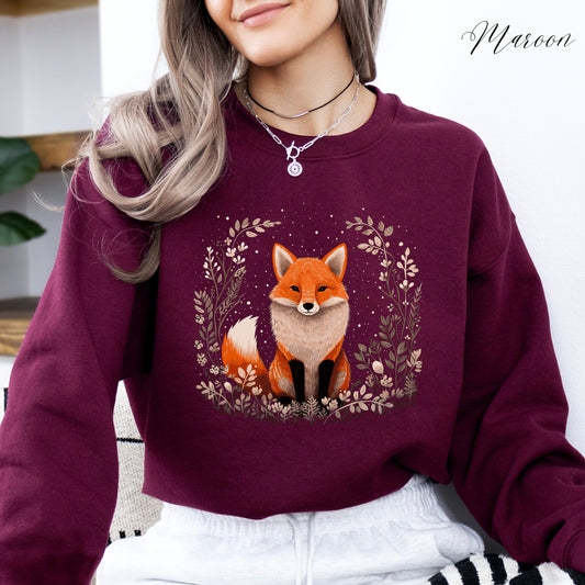Red Fox Sweatshirt - Cottagecore Woodland Animal Sweatshirt