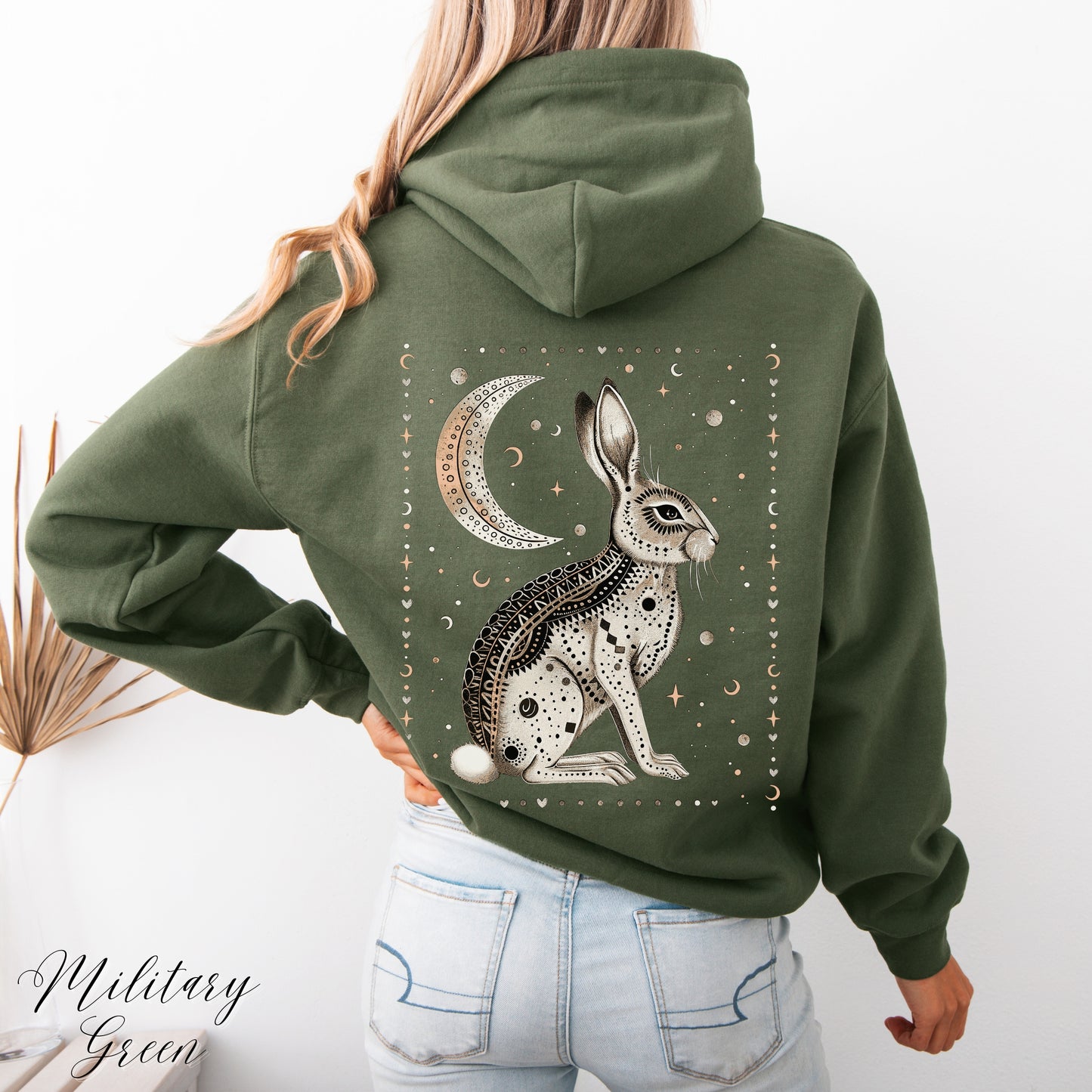 Mystic Rabbit Hoodie - Celestial Boho Animal Hoodie