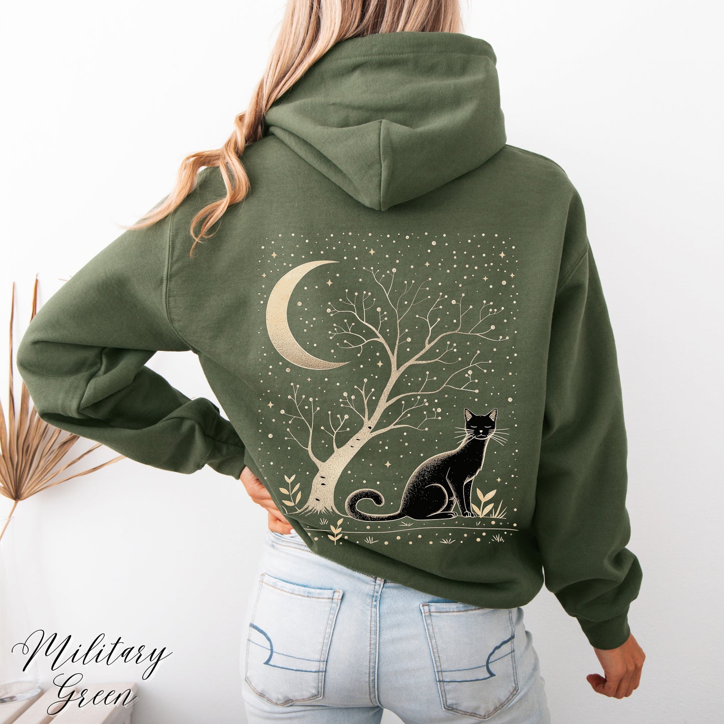 Celestial Boho Cat Hoodie - Mystical Cat Lover Sweatshirt