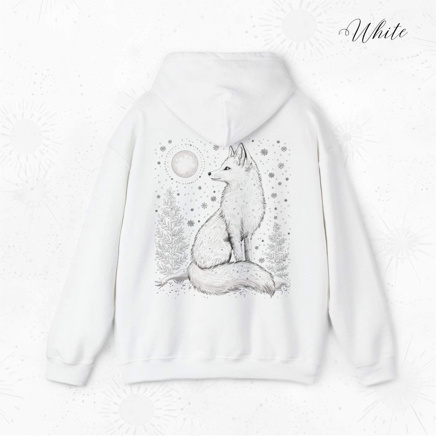 Snowy Arctic Fox Hoodie - Bohemian Christmas Hoodie