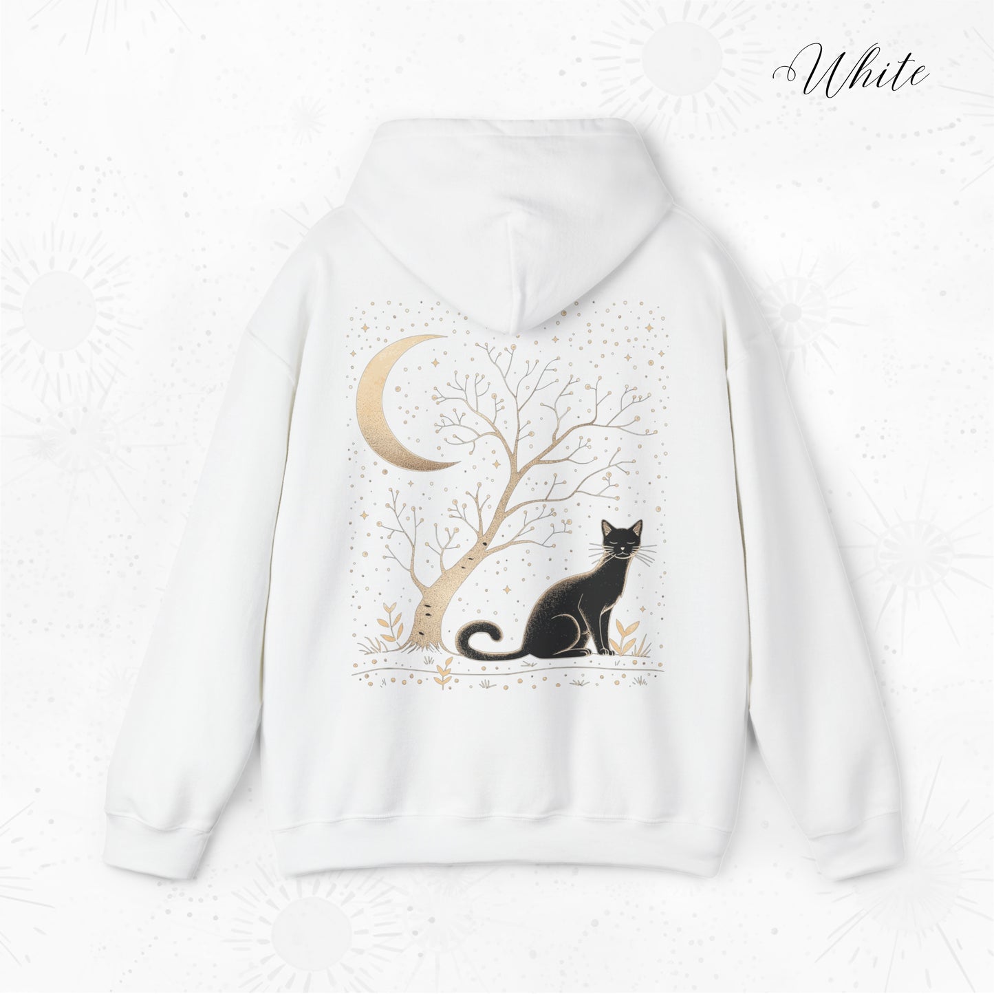 Celestial Boho Cat Hoodie - Mystical Cat Lover Sweatshirt