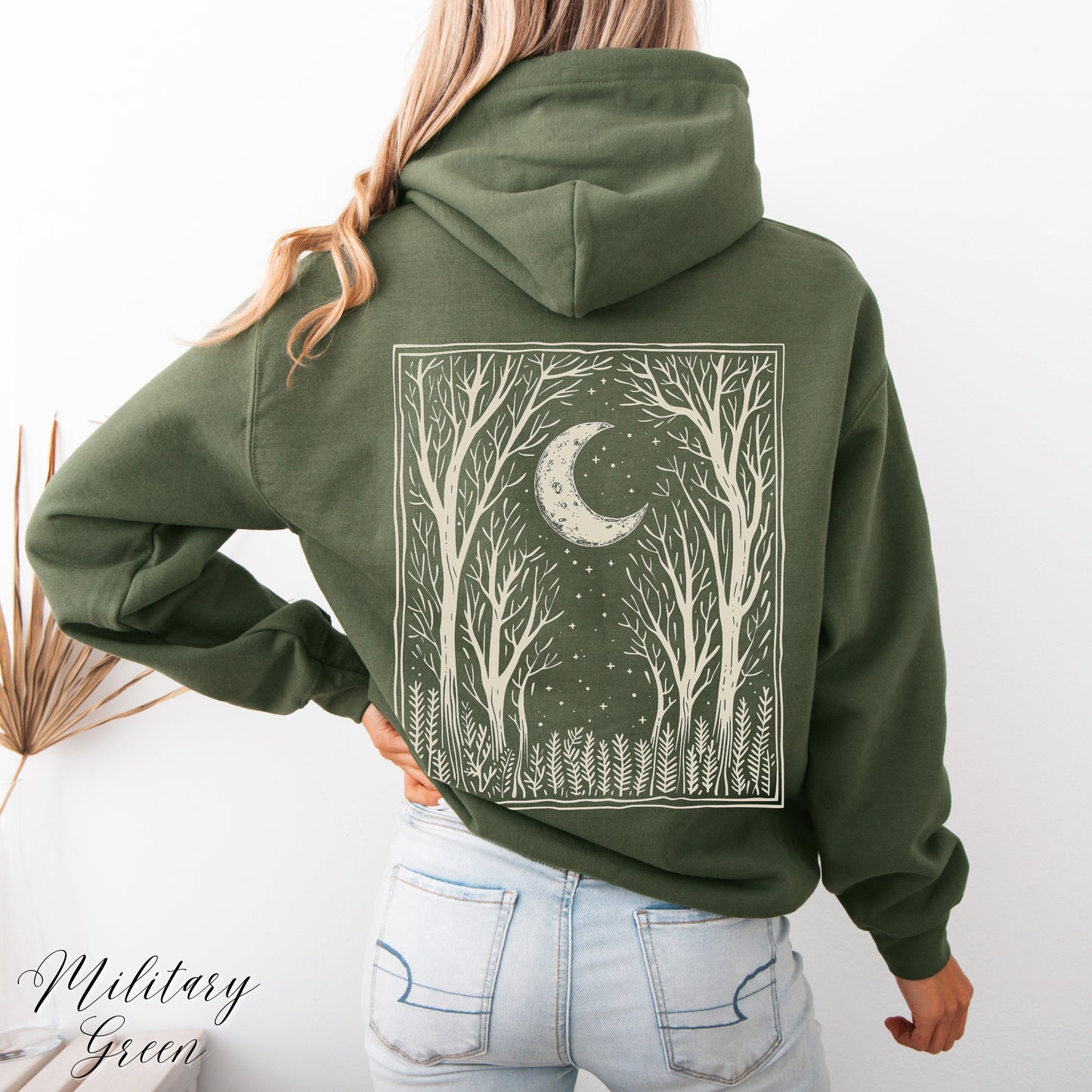 Boho Dark Forest Hoodie - Vintage Graphic Woodland and Moon Hoodie