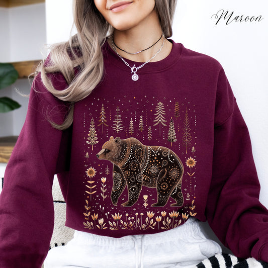 Scandinavian Bear Sweatshirt - Cottagecore Autumn Sweatshirt