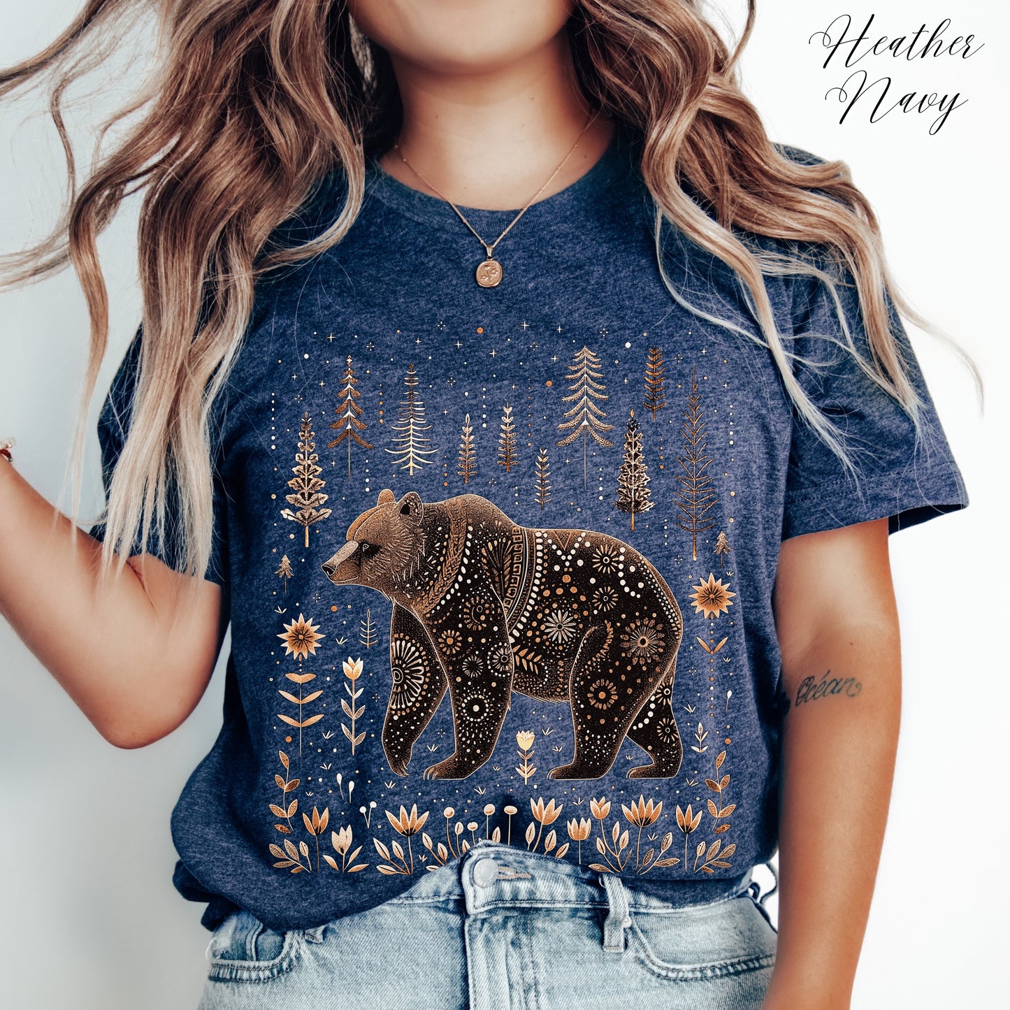 Scandinavian Bear Shirt - Boho Woodland Animal Graphic Tee