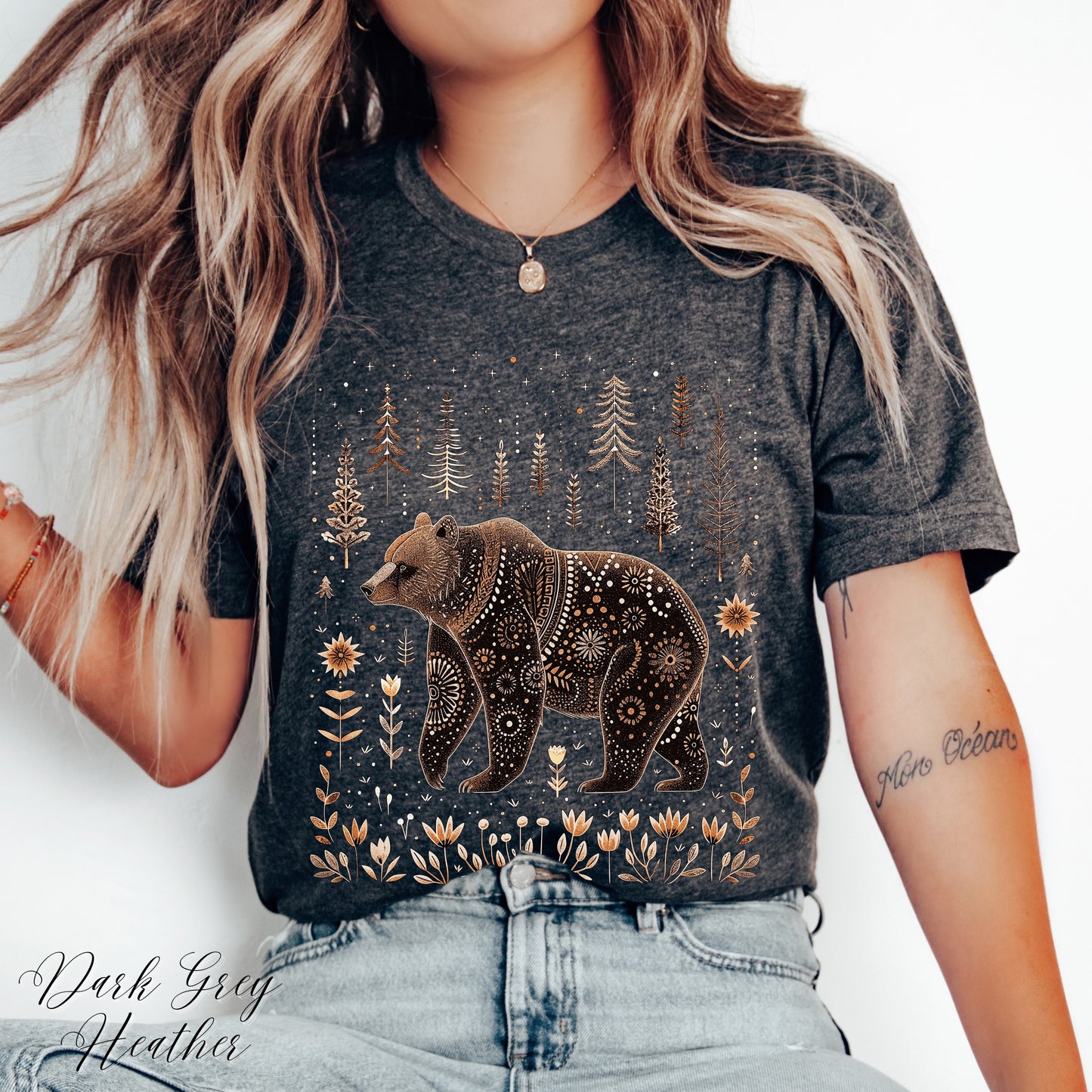 Scandinavian Bear Shirt - Boho Woodland Animal Graphic Tee