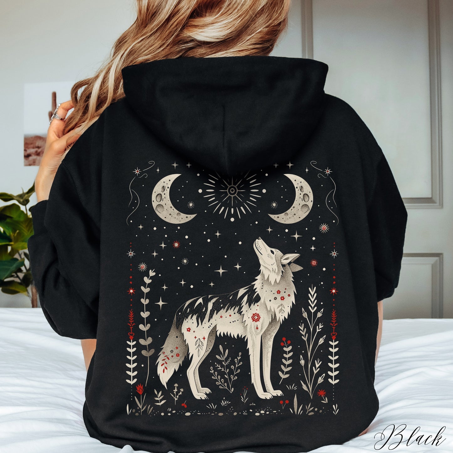 Scandinavian Moon Wolf Hoodie - Mystic Animal Hoodie
