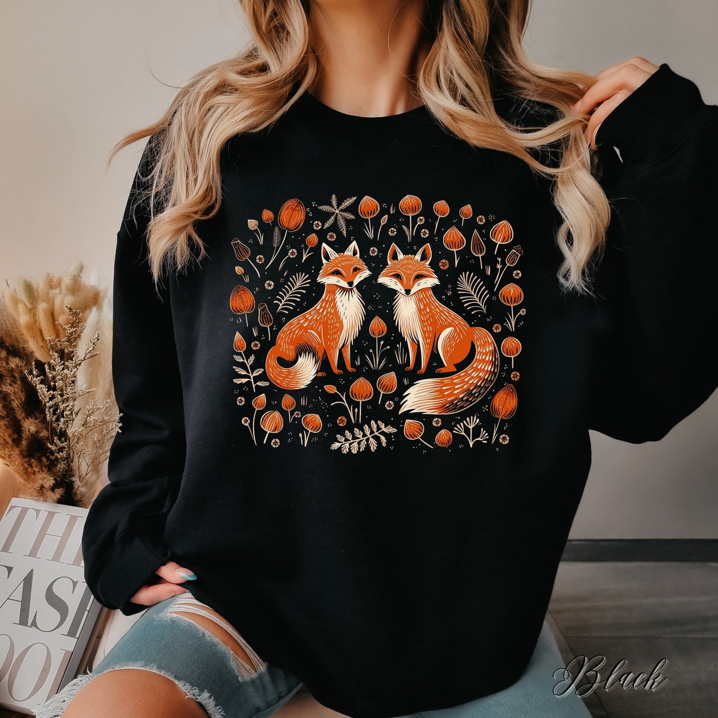 Forest Fox Sweatshirt - Boho Woodland Animal Sweatshirt - Autumn Jumper