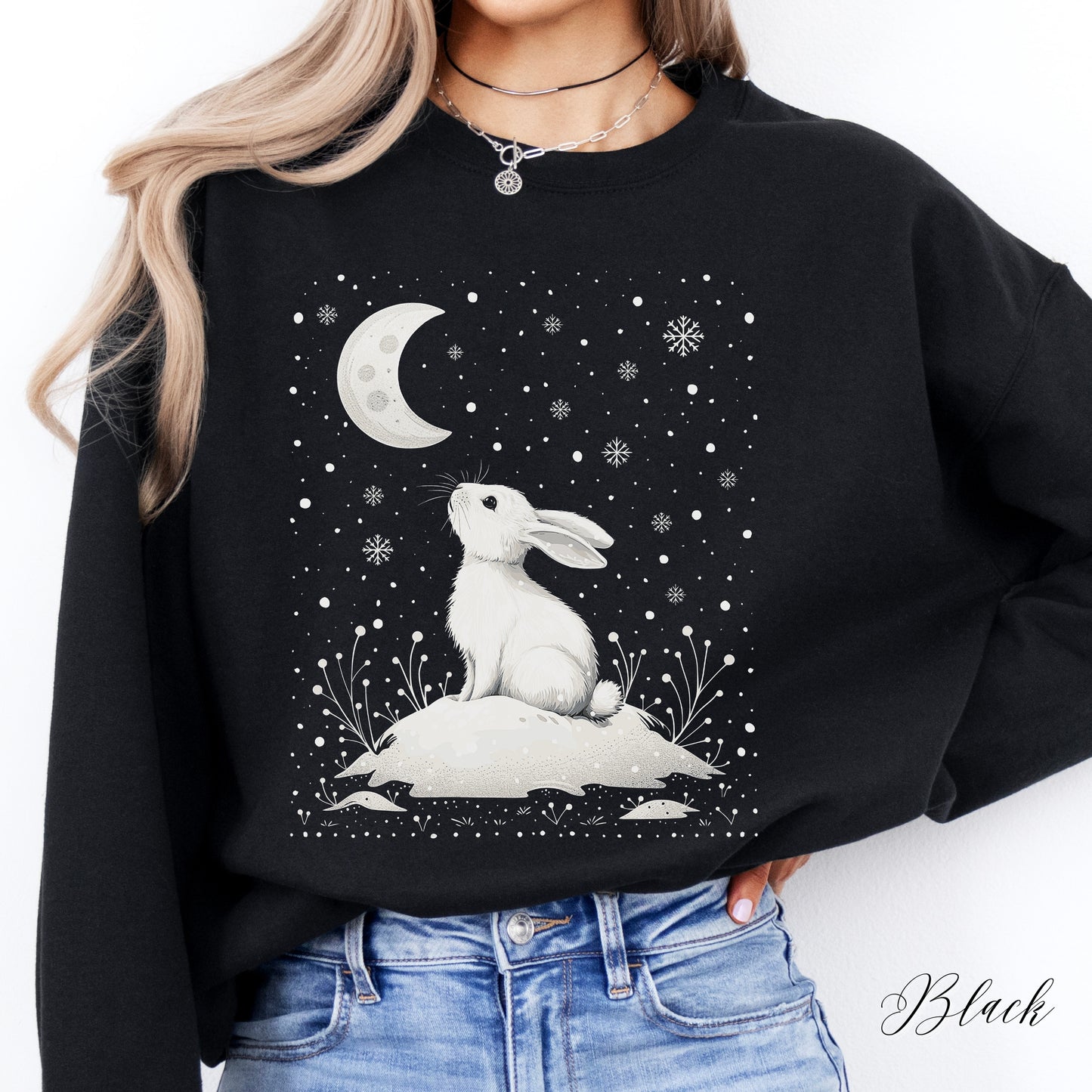 Winter Rabbit Christmas Sweatshirt - Boho Arctic Animal Jumper