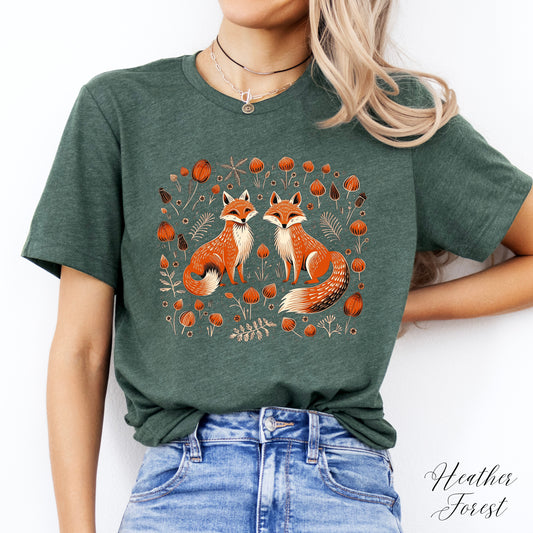 Forest Fox Shirt - Autumn Animal Graphic Tee - Cottagecore Shirt