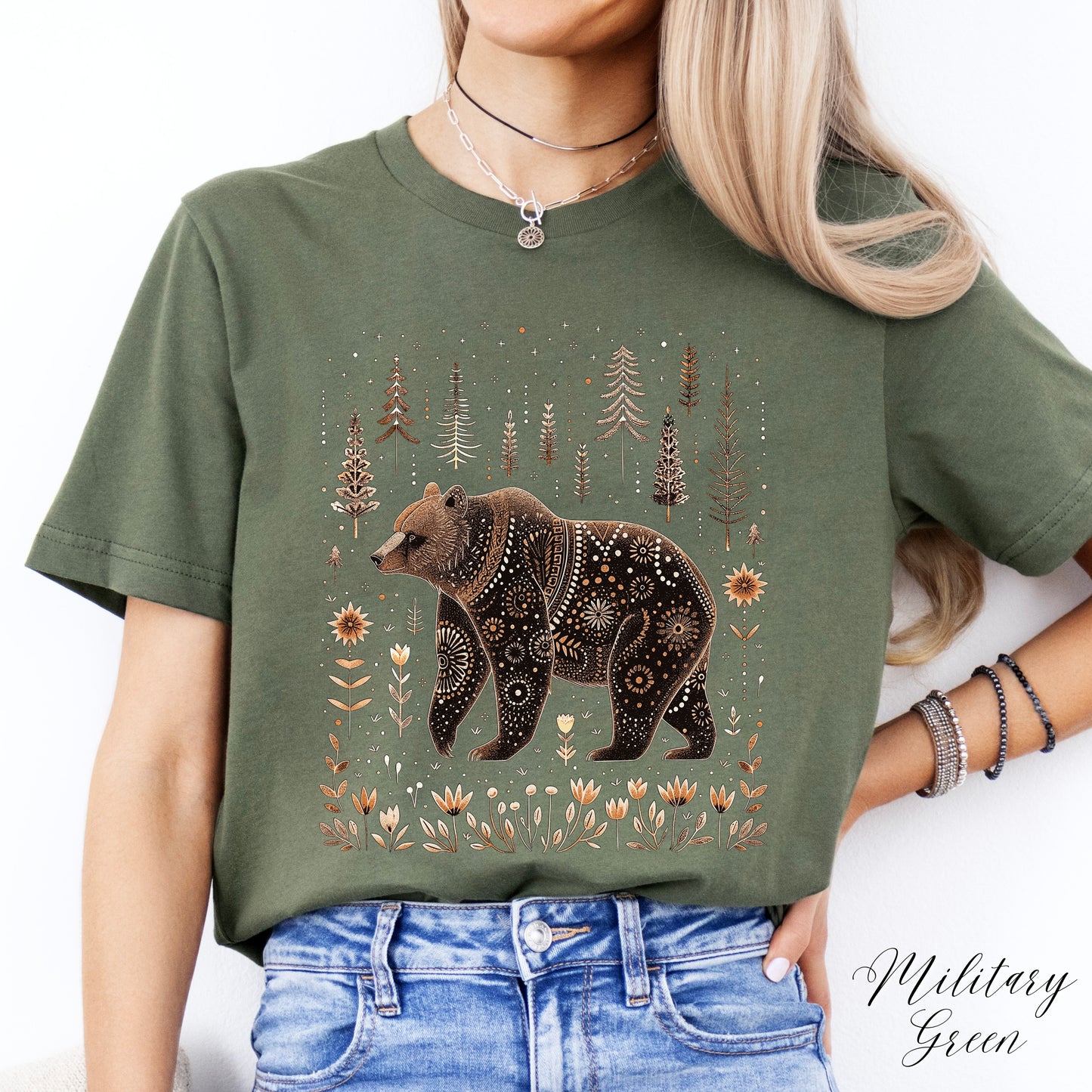 Scandinavian Bear Shirt - Boho Woodland Animal Graphic Tee