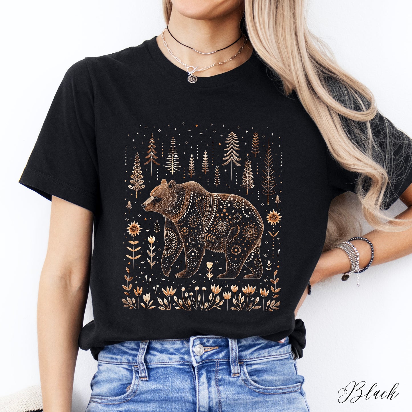 Scandinavian Bear Shirt - Boho Woodland Animal Graphic Tee