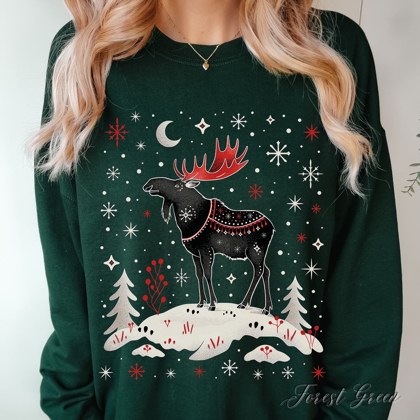 Festive Moose Christmas Sweatshirt - Arctic Animal Winter Sweatshirt