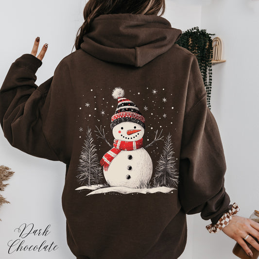 Vintage Snowman Christmas Hoodie - Cottagecore Christmas Sweatshirt