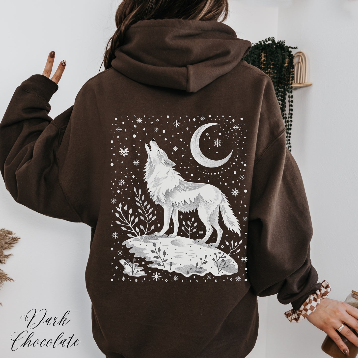 Celestial Arctic Wolf Hoodie - Mystic Moon Wolf Christmas Hoodie