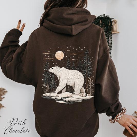 Polar Bear Hoodie - Cottagecore Arctic Animal Christmas Hoodie