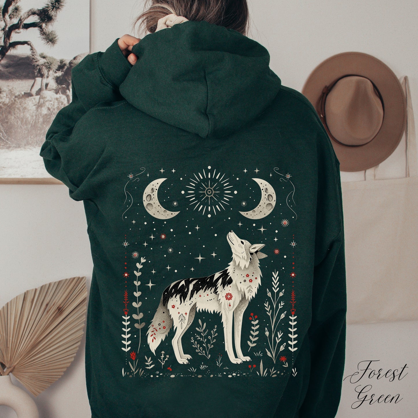 Scandinavian Moon Wolf Hoodie - Mystic Animal Hoodie