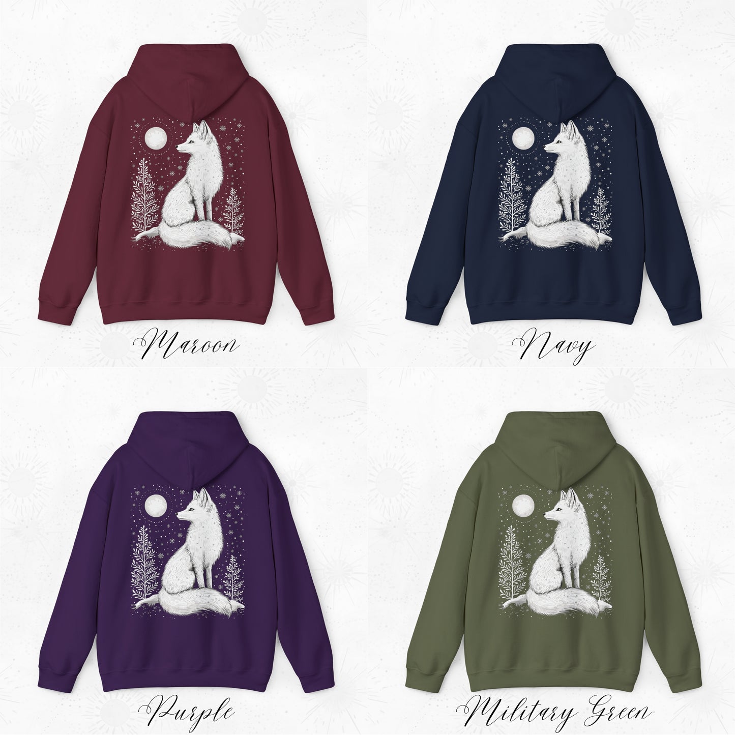 Snowy Arctic Fox Hoodie - Bohemian Christmas Hoodie