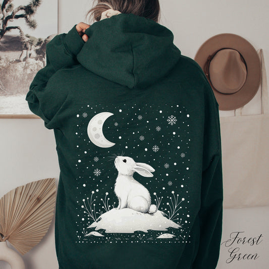Winter Rabbit Christmas Hoodie - Cottagecore Arctic Animal Hoodie