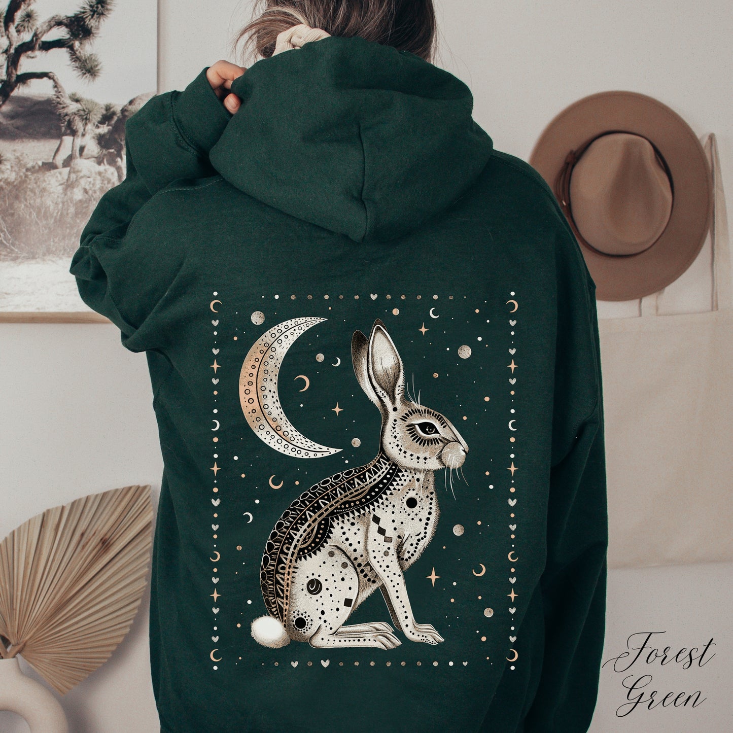 Mystic Rabbit Hoodie - Celestial Boho Animal Hoodie