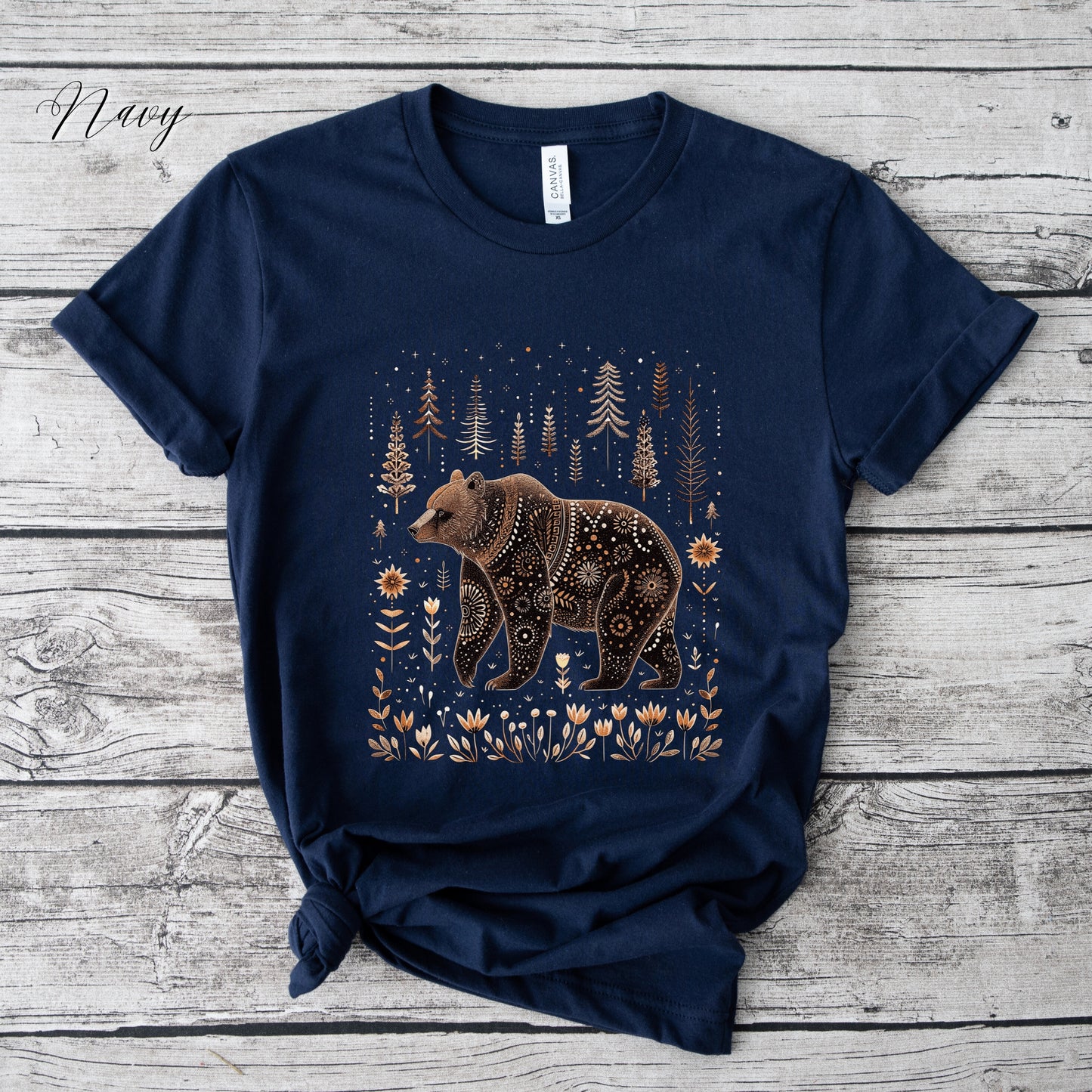Scandinavian Bear Shirt - Boho Woodland Animal Graphic Tee