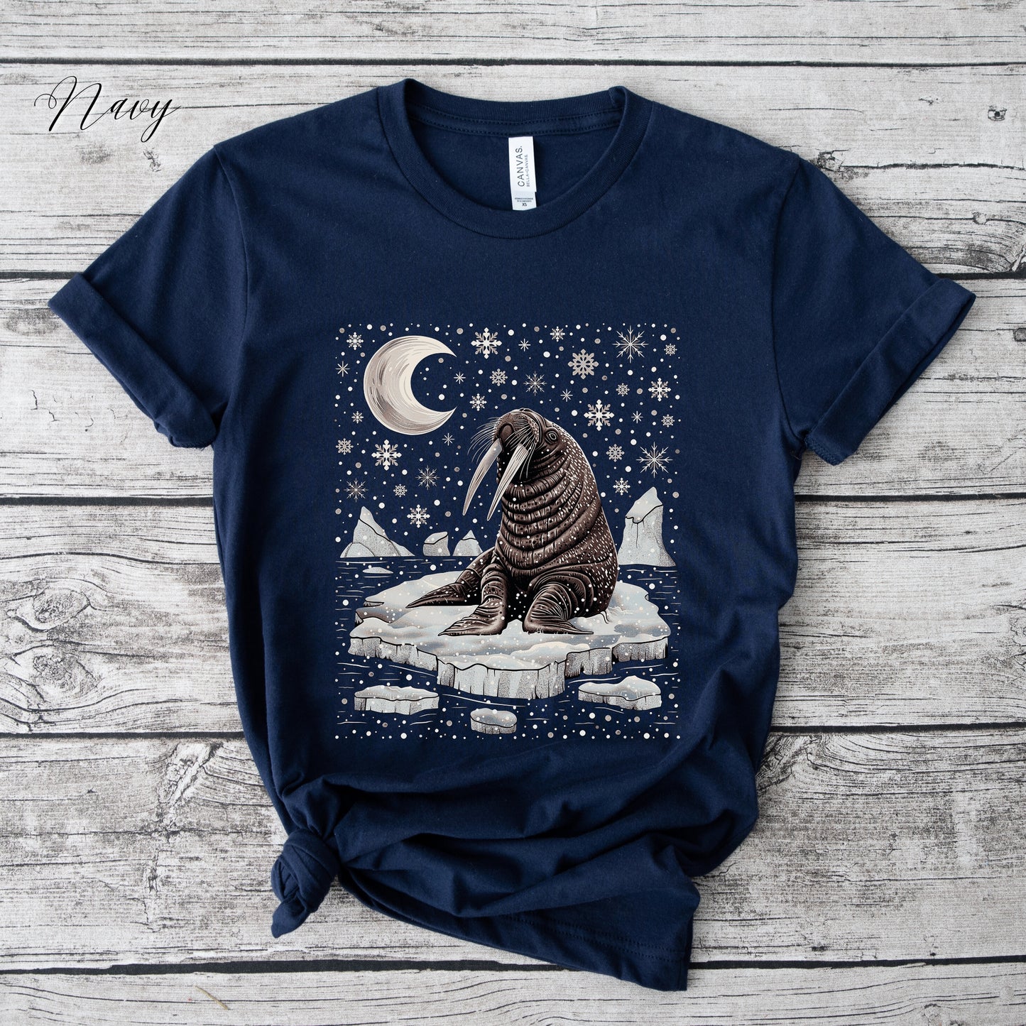 Celestial Winter Walrus Christmas Shirt - Nordic Animal Graphic Tee