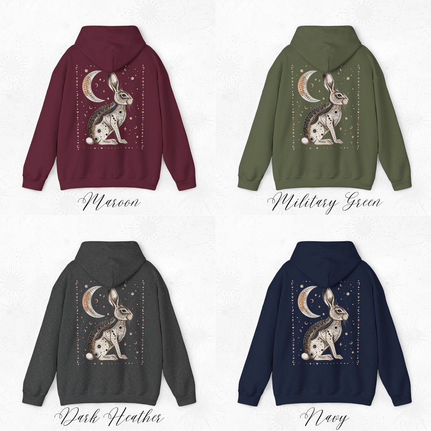 Mystic Rabbit Hoodie - Celestial Boho Animal Hoodie