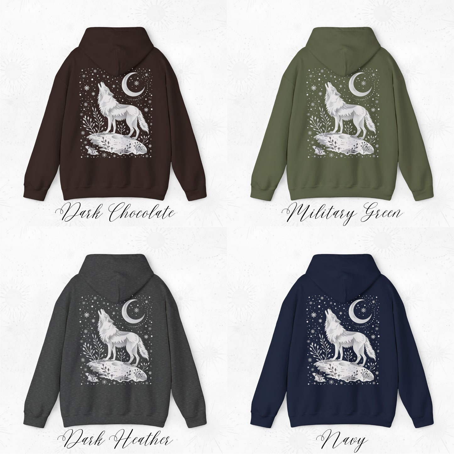 Celestial Arctic Wolf Hoodie - Mystic Moon Wolf Christmas Hoodie