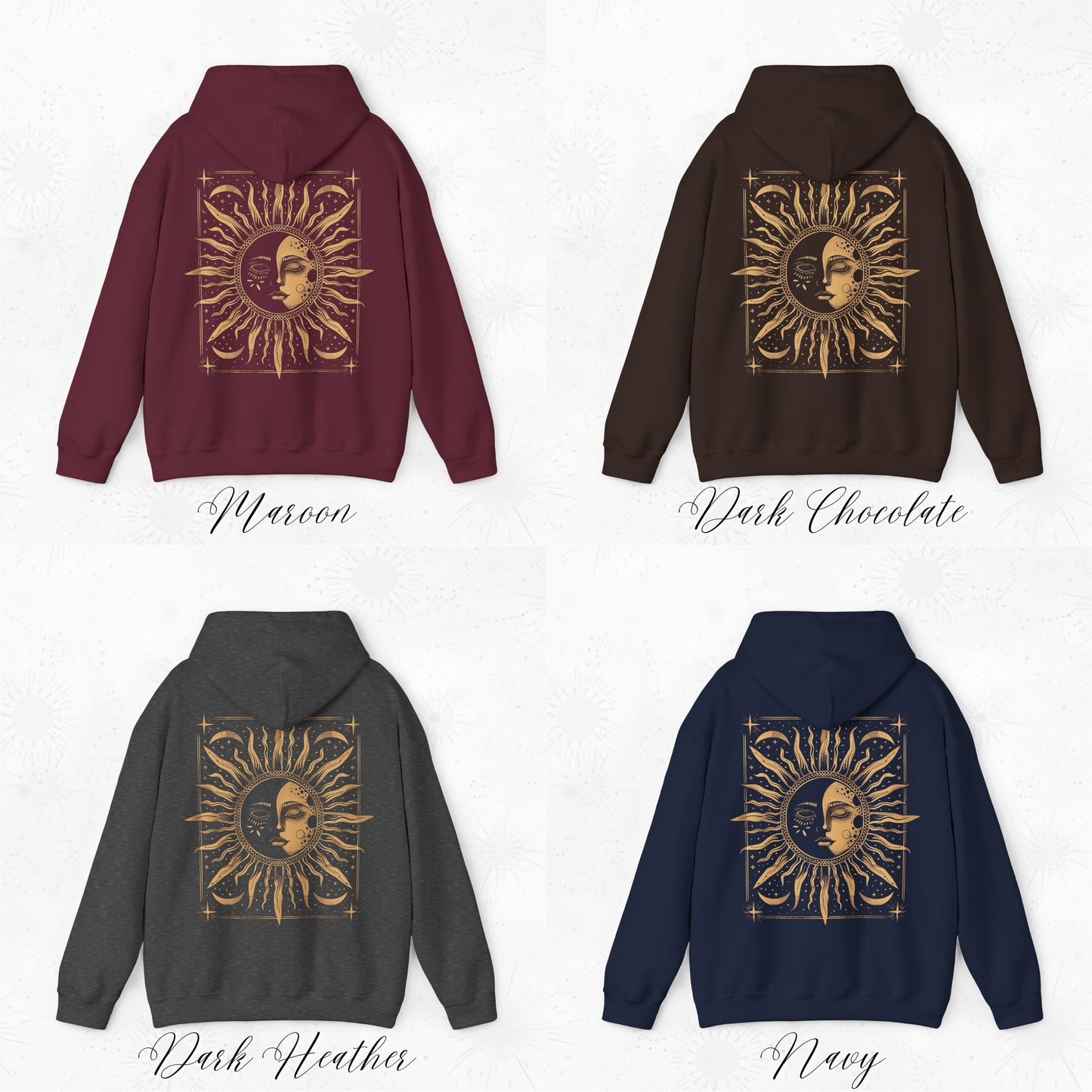 Hippie Sun and Moon Hoodie - Bohemian Vintage Graphic Hoodie