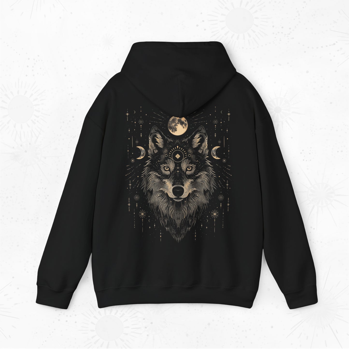 Mystic Moon Wolf Hoodie - Celestial Folklore Graphic Hoodie