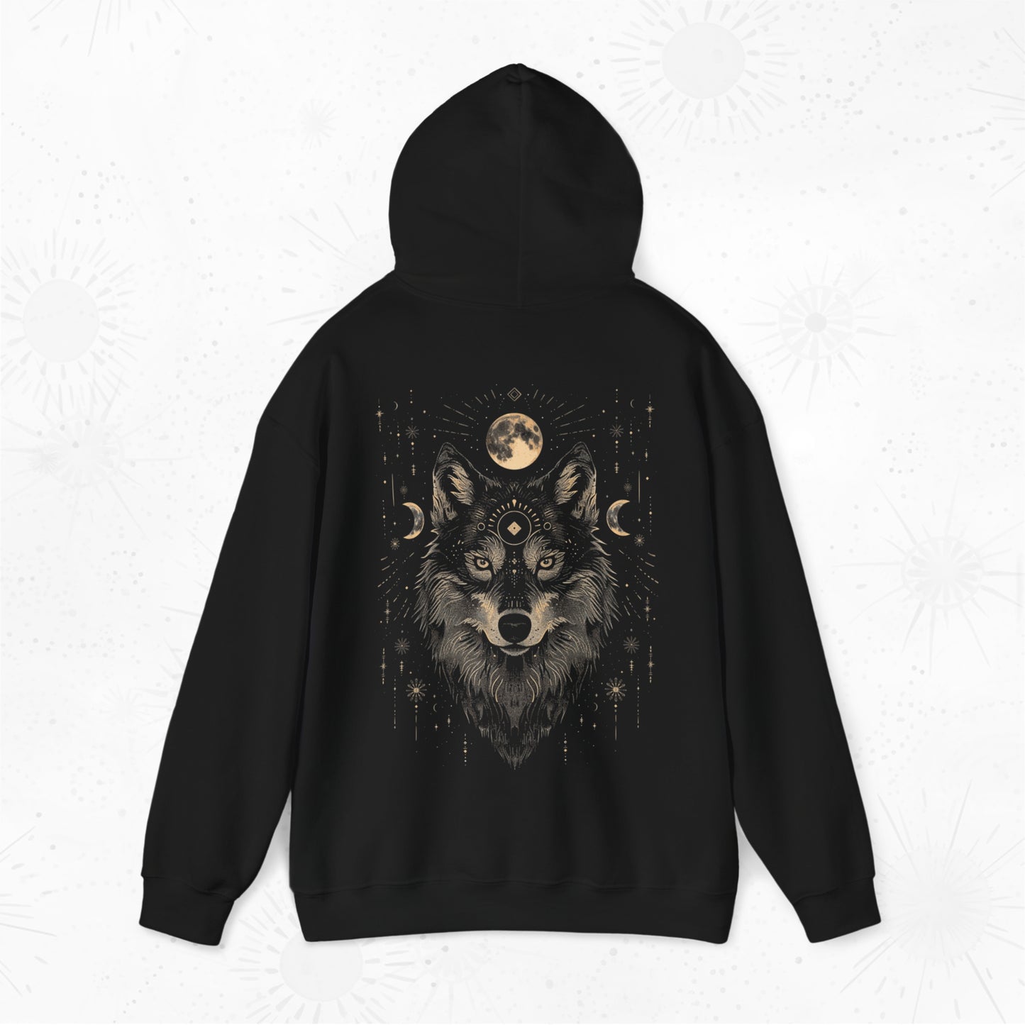 Mystic Moon Wolf Hoodie - Celestial Folklore Graphic Hoodie